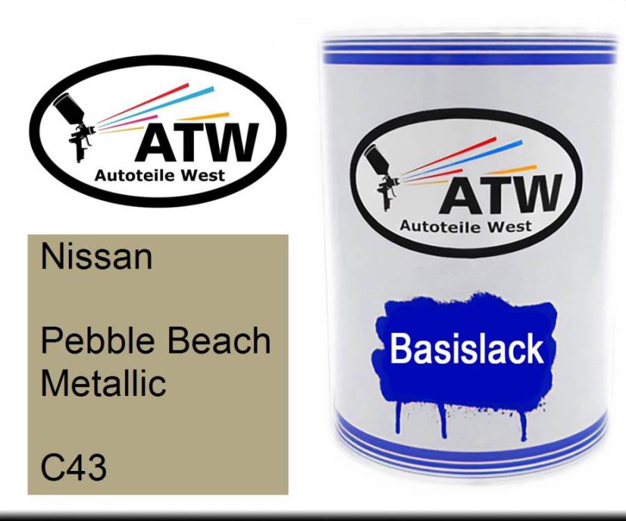 Nissan, Pebble Beach Metallic, C43: 500ml Lackdose, von ATW Autoteile West.